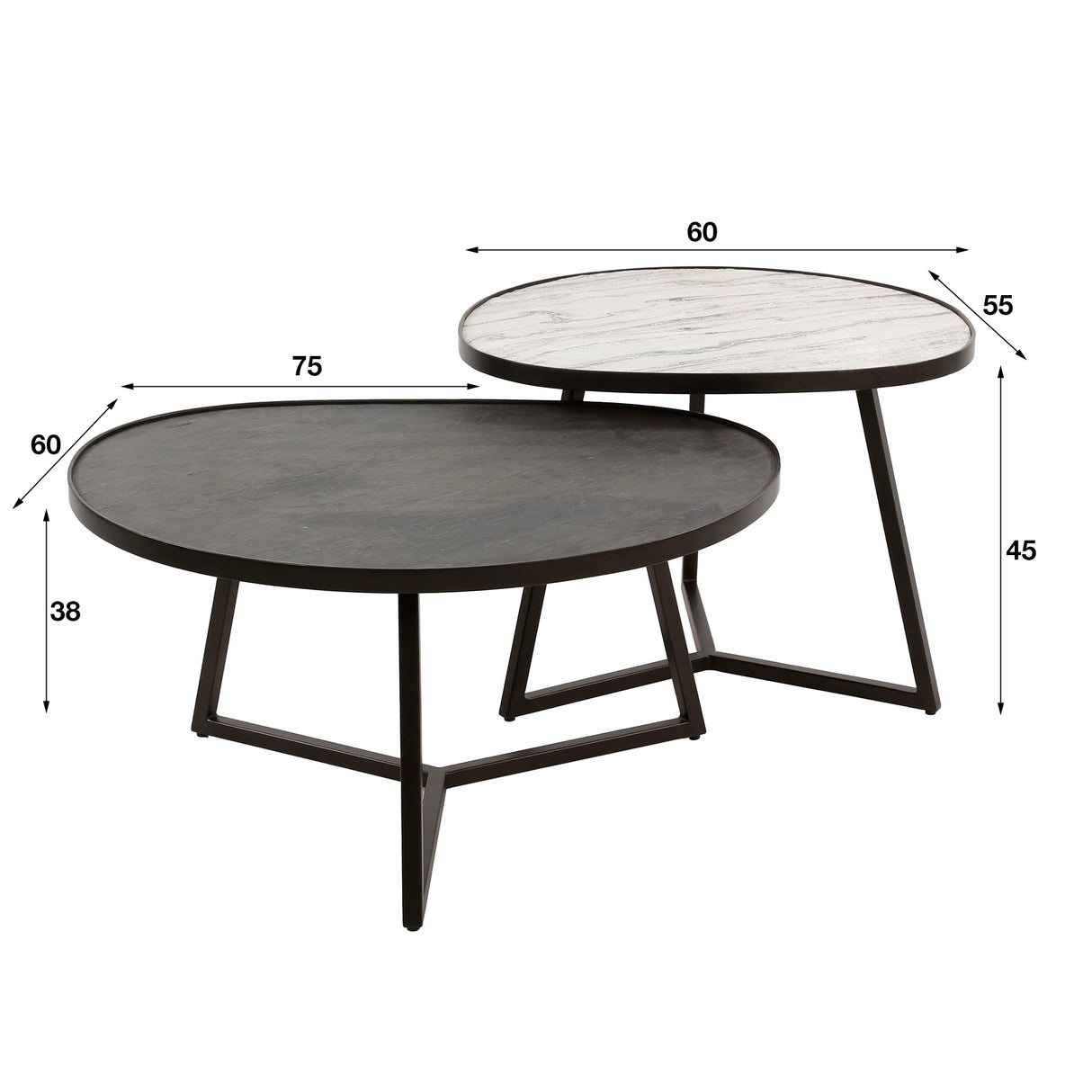 Couchtisch Set von 2 Logan Slate