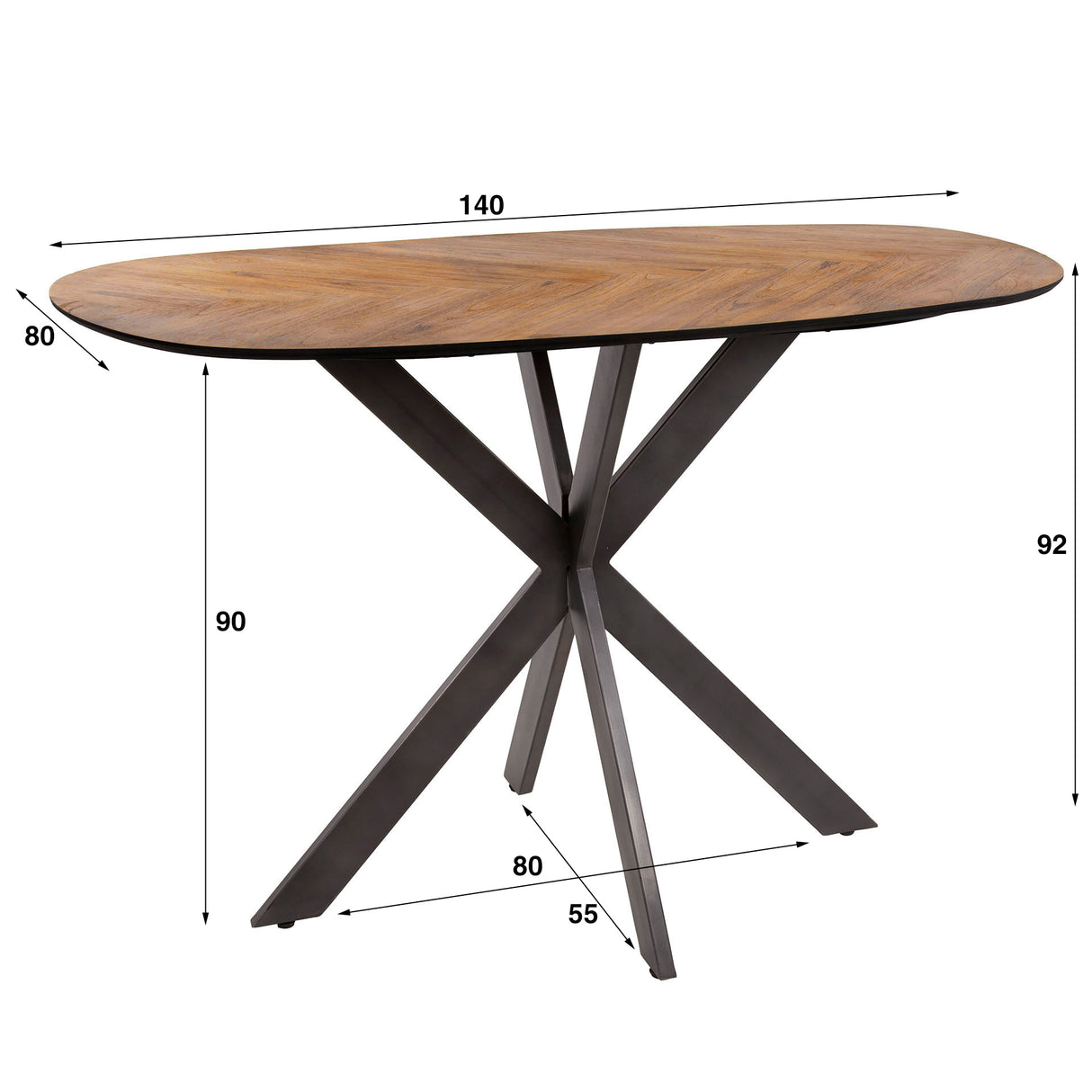 Armeta Bartafel organisch 140 cm Teak fineer