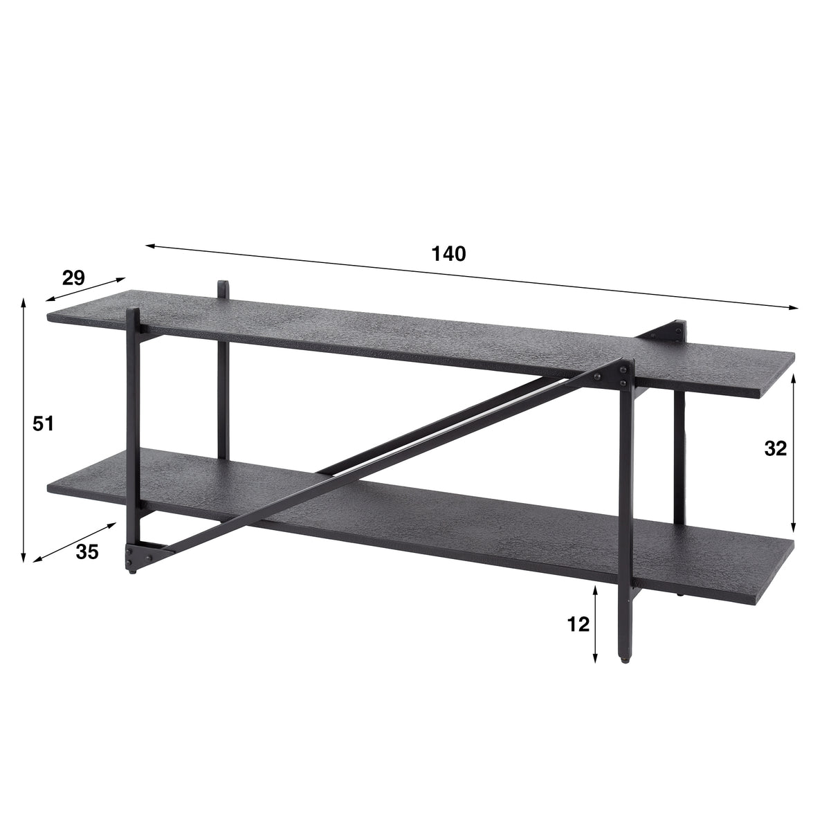 TV Möbel Loek Grau Metall 140 cm 