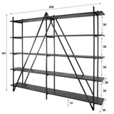 Wandregal Loek 5-lagig Metall Grau 220 cm 