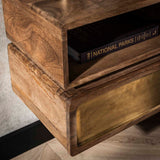 Solano Nachttisch 1 Schublade Mangoholz Sand mit Messingknopf 