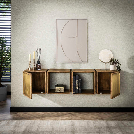 Hangend Dressoir Maceo - Mangohout Zand met Brass Accent 169 cm