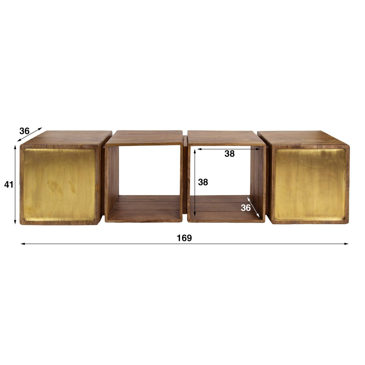 Hängendes Sideboard Maceo - Mangoholz Sand mit Messingakzent 169 cm 