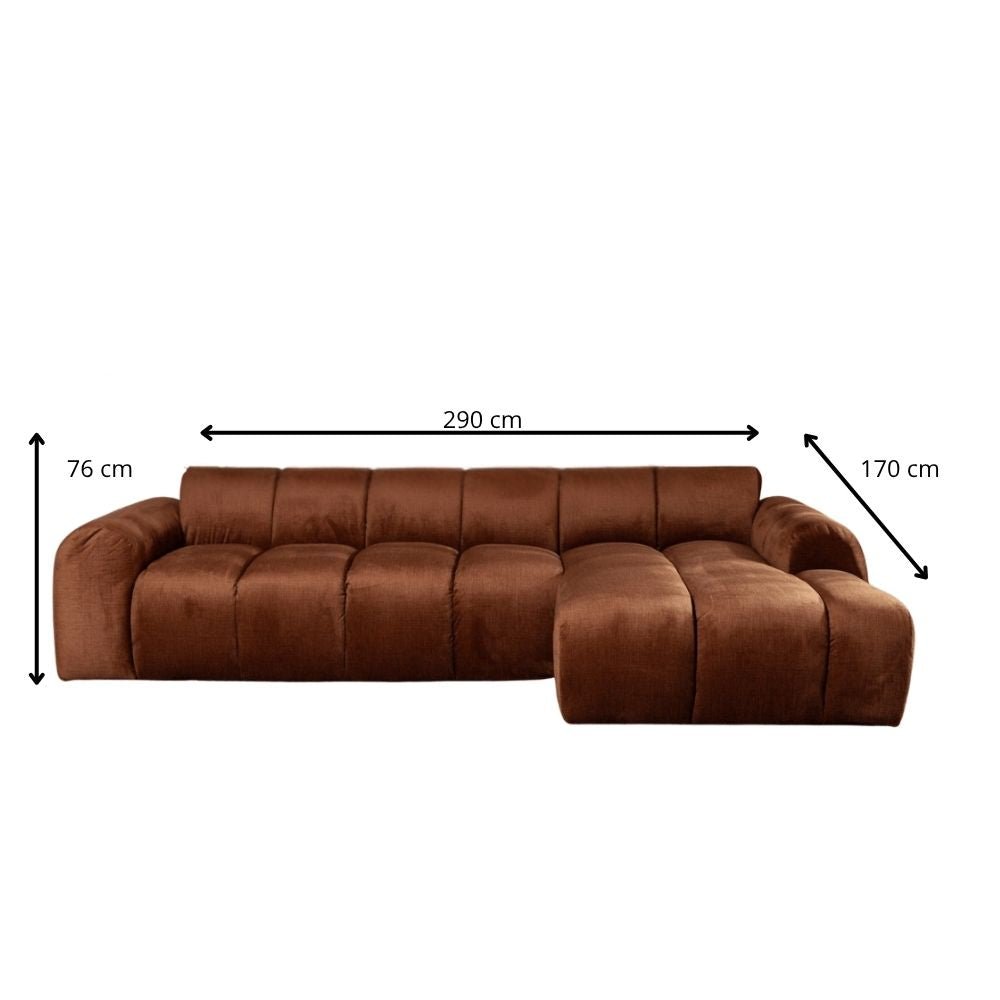 Banken-Ecksofa mit Lounge-Käufer Samt Strukturstoff - Streifen - rechts - Brix-Dimehouse