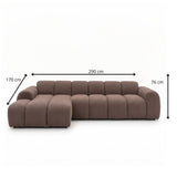 Banken-Ecksofa mit Lounge-Softbraun Bouclé Stoff - Streifen - links - Brix -Dimehouse