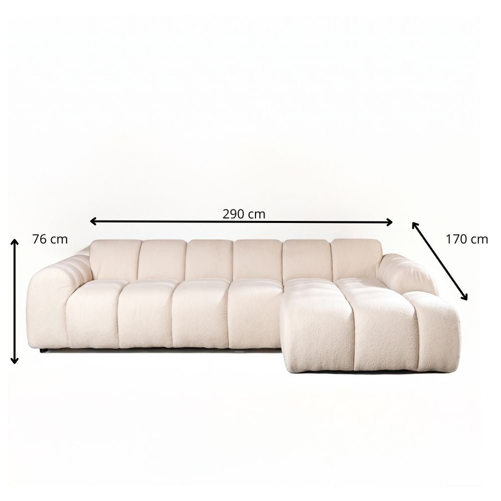 Banken-Ecksofa mit Loungebeige Bouclé Stoff - Streifen - rechts - Brix -Dimehouse