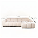 Banken-Ecksofa mit Loungebeige Bouclé Stoff - Streifen - rechts - Brix -Dimehouse
