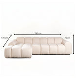 Banken-Ecksofa mit Loungebeige Bouclé Stoff - Streifen - links - Brix -Dimehouse