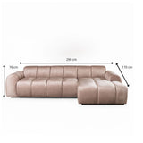 Banken-Ecksofa mit Loungesand Samt Strukturstoff - Streifen - rechts - Brix-Dimehouse