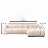 Banken-Ecksofa mit Loungebeige Samt Strukturstoff - Streifen - rechts - Brix-Dimehouse
