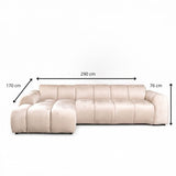 Banken-Ecksofa mit Loungebeige Samt Strukturstoff - Streifen - links - Brix-Dimehouse
