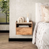 Orto Hängender Nachttisch 1 Schublade 1 Fach Mangoholz Keramik 