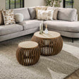 Couchtische - Vento Curve Couchtisch Ø75 massiver Mangosand 2er-Set - Dimehouse