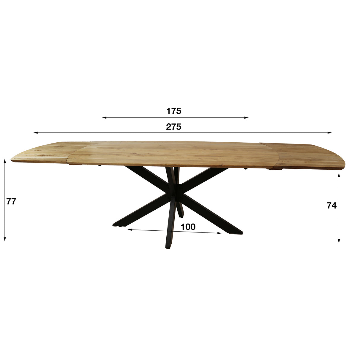 Ausziehbarer Esstisch Mack Dänisch ovaler Akaziahout 175-275x90 cm
