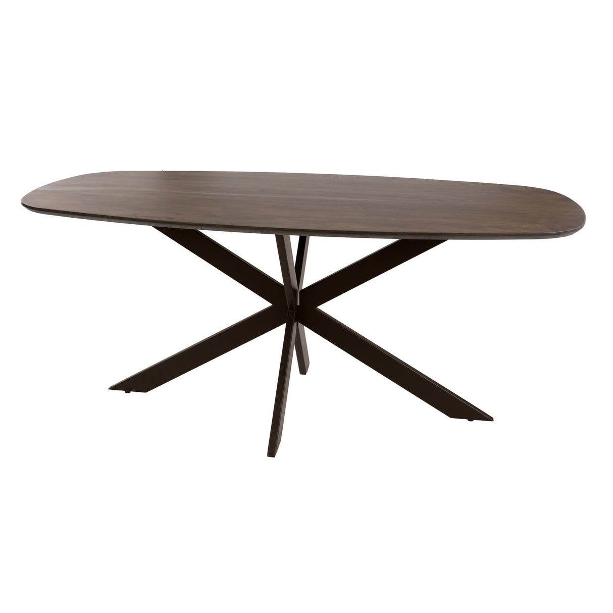Eettafels - Deens ovale eettafel walnoot bruin massief acaciahout Tavon 215x105 cm - Dimehouse