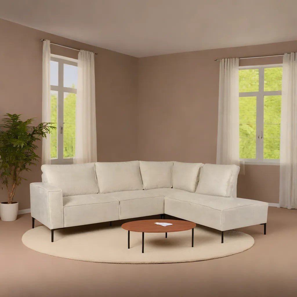 Ecksofa Yara mit Chaise Longue auf dem rechten Chenille Beige