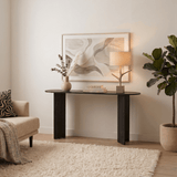 Ovaler Beistelltisch aus schwarzem Melamin 150x35 cm - Sota