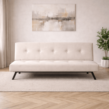 Schlafsofa Zoly 3-Sitzer aus cremefarbenem Stoff – 180 cm – ohne Armlehnen – Zoly