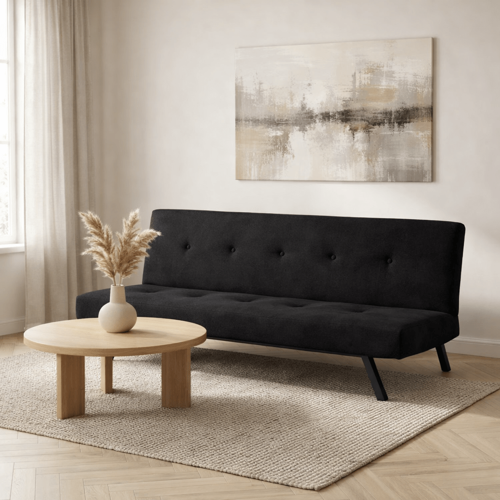 Schlafsofa 3-Sitzer aus schwarzem Stoff – 180 cm – ohne Armlehnen – Zo – Dimehouse
