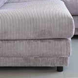 Ecksofa hellgraues Rippstoff-Sofagarnitur Gabi - links 