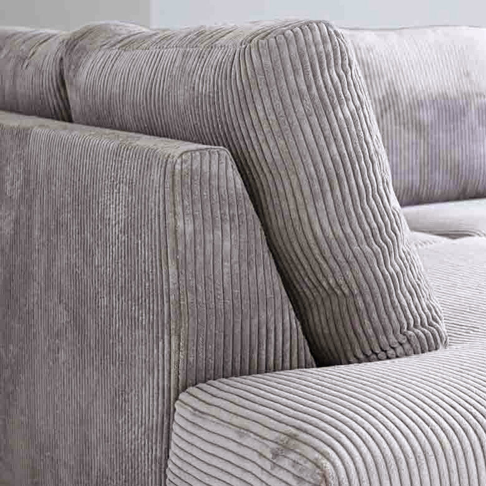 Ecksofa hellgraues Rippstoff-Sofagarnitur Gabi - links 