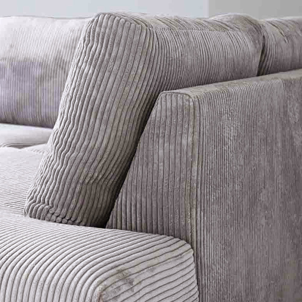 Ecksofa hellgraues Rippstoff-Sofagarnitur Gabi - rechts 