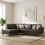 3-zits hoekbank Callum stof groen links sfeerfoto in modern interieur