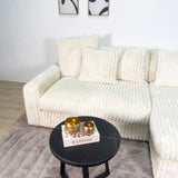 3-Sitzer-Loungesofa Nia aus geripptem Stoff in Beige