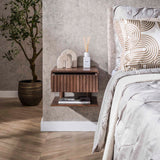 Schwebender Nachttisch Acacia Drift Brown – 1 Schublade 35 cm 