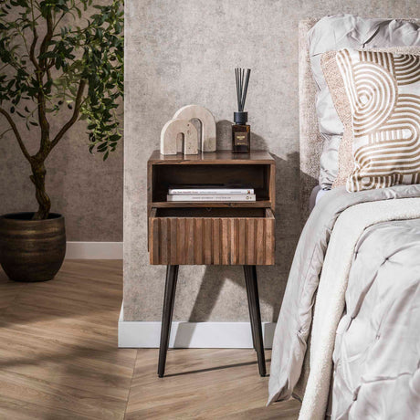 Nachttisch Dex Akazienholz Drift Brown - 1 Schublade 