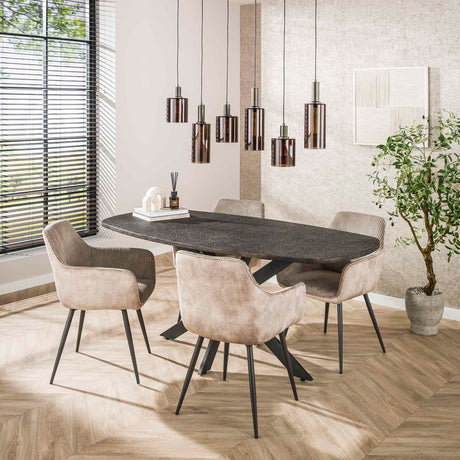 Esstisch Jax Dänisch Oval 180 cm - Grau Metallic 