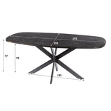 Esstisch Jax Dänisch Oval 215 cm - Grau Metallic 