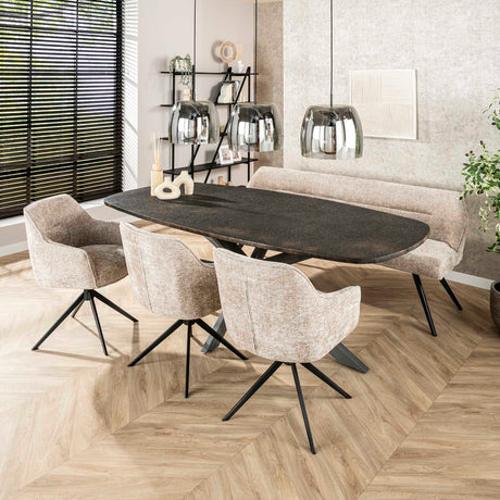 Esstisch Jax Dänisch Oval 215 cm - Grau Metallic 