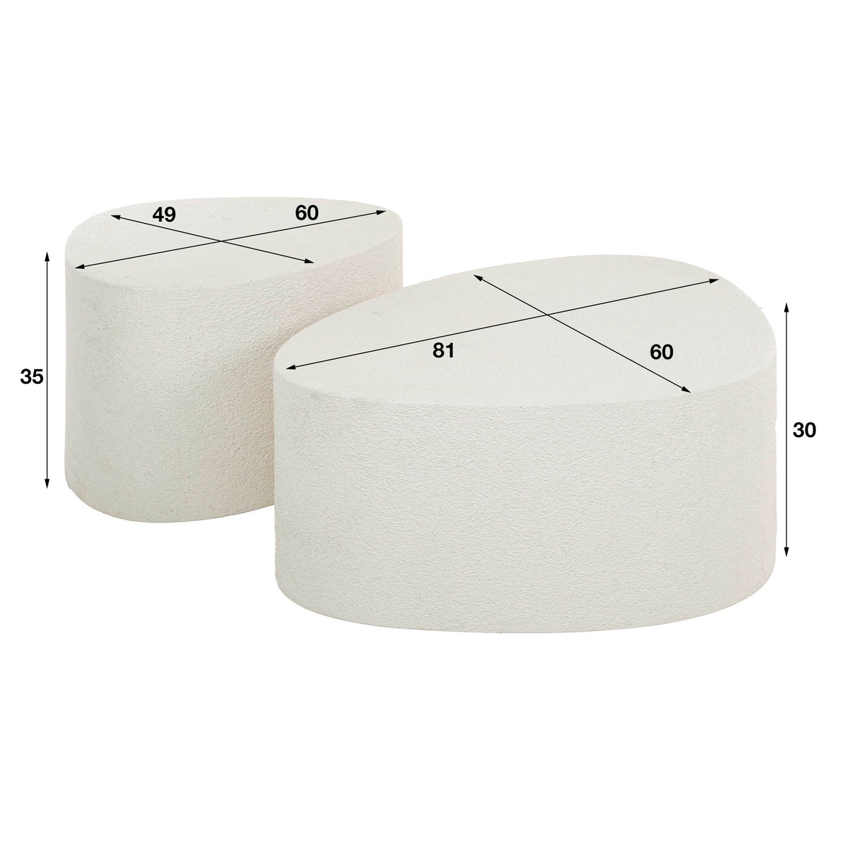 Couchtisch -Set von 2 Zaya Triangular Marmor Composite