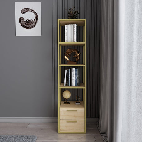 Bücherregal Robbins Gold Gold Eik Melamine 39x160x39 cm