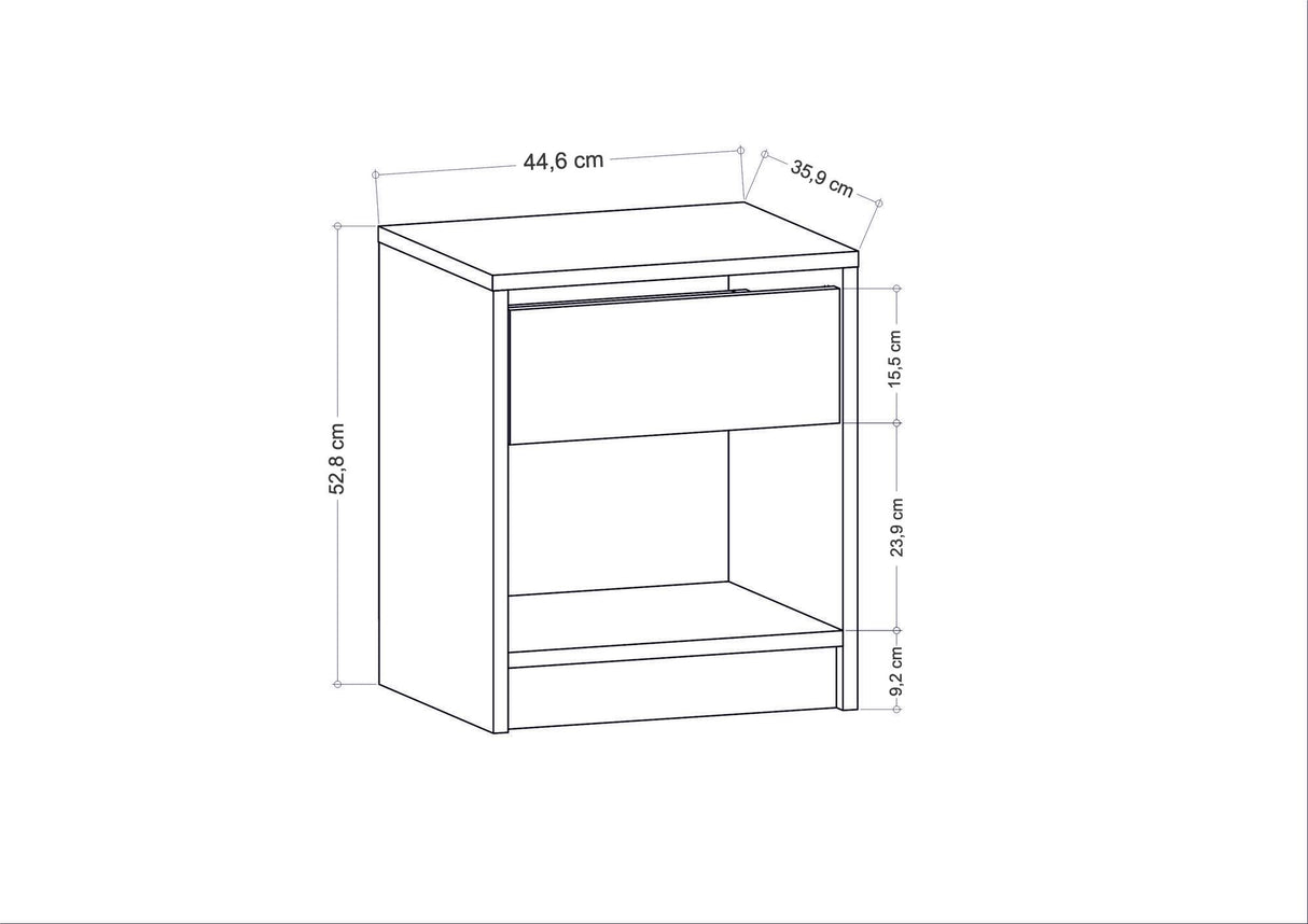 Sheridan Nachttisch Anthrazit 44,6 cm Melaminbeschichtete Möbelplatte
