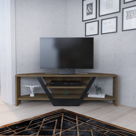 Sares tv-meubel eikenlook zwart 120 cm Oud eikenlook, zwart Melamine gecoat houtcomposiet
