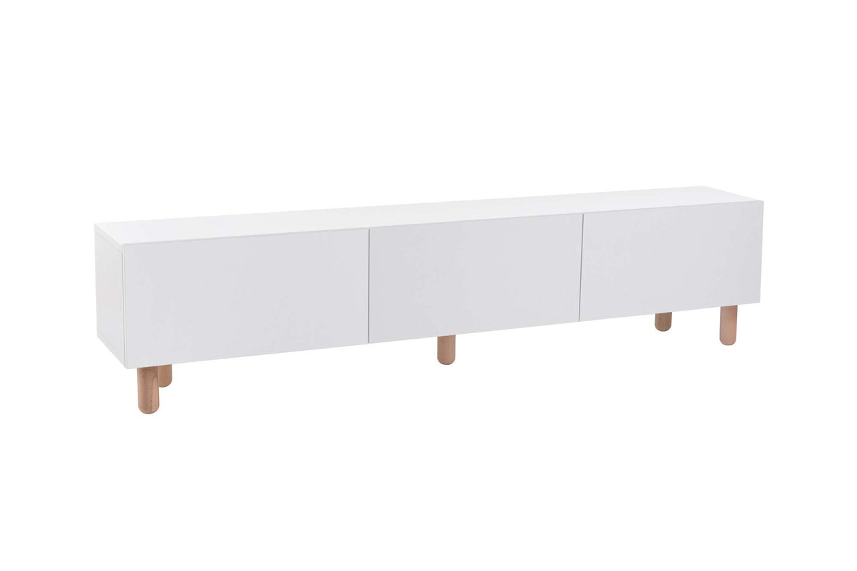 Alvin Sideboard weiß mit Holzbeinen 180 cm Melaminbeschichteter Holzverbundstoff