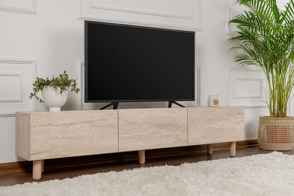 Alvin TV-Schrank Travertin-Optik 180 cm Melaminbeschichtete Möbelplatte
