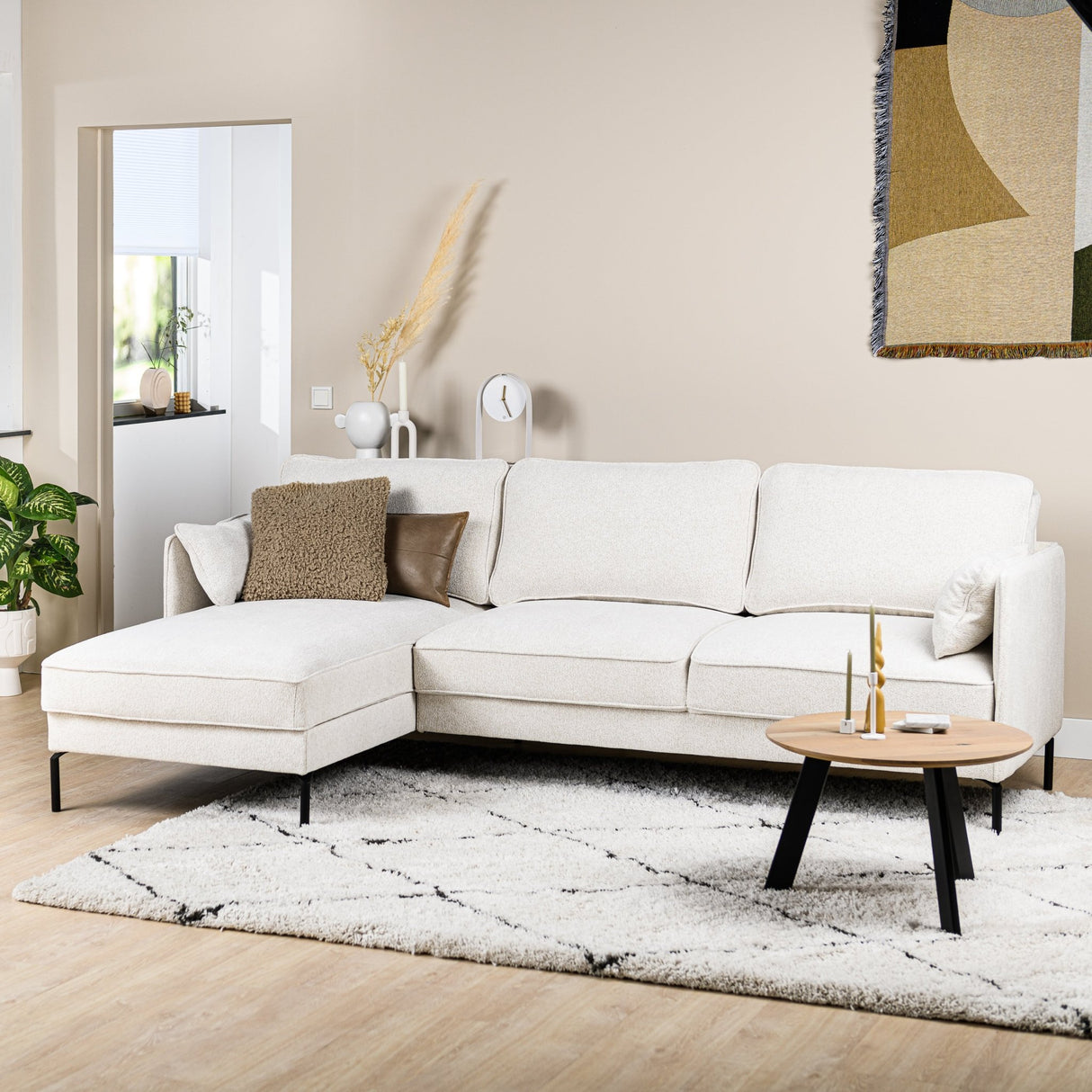 Peppin Ecksofa 3-Sitzer Samt Beige Links