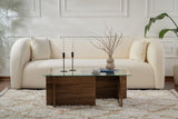 Rechteckiger Moderner Couchtisch Vetroni Walnussoptik - Glas - 105x65 cm 