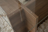 Rechteckiger Moderner Couchtisch Vetroni Walnussoptik - Glas - 105x65 cm 