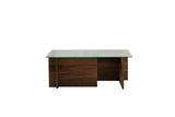 Rechteckiger Moderner Couchtisch Vetroni Walnussoptik - Glas - 105x65 cm 