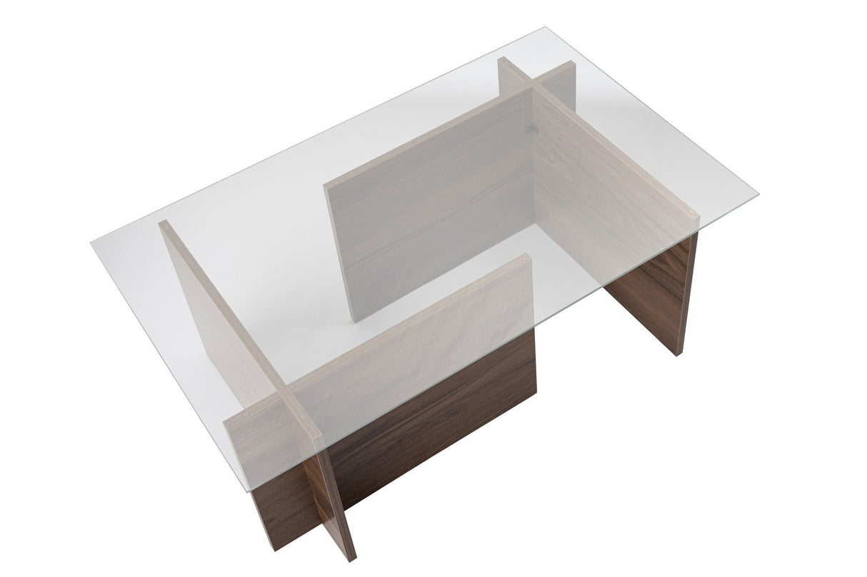 Rechteckiger Moderner Couchtisch Vetroni Walnussoptik - Glas - 105x65 cm 