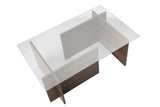Rechteckiger Moderner Couchtisch Vetroni Walnussoptik - Glas - 105x65 cm 