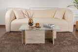 Rechteckiger Moderner Couchtisch Vetroni Travertin Look - Glas - 105x65 cm 
