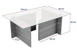 Rechteckiger Moderner Couchtisch Vetroni Travertin Look - Glas - 105x65 cm 