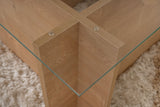 Rechteckiger Moderner Couchtisch Honig Eichenholz Look - Glas - 105x65 cm 