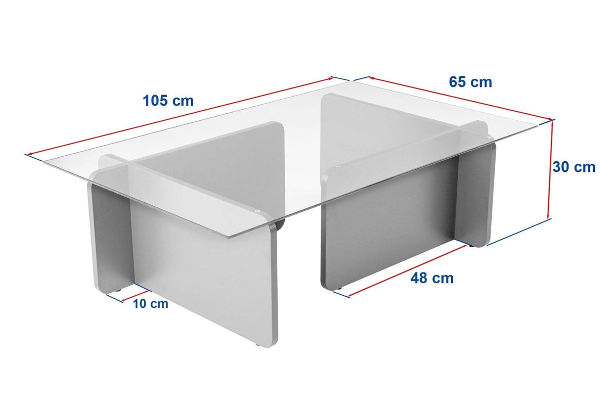 Couchtisch Atlantische Kiefer Melamin Glas Opal 105x65x30 cm 