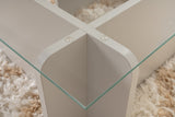 Couchtisch Grau Melamin Glas Opal 105x65x30 cm 